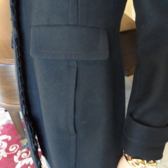 Banana Republic Black Wool Pea Coat w/Ruffle Detail Size XS - Picture 11 of 16